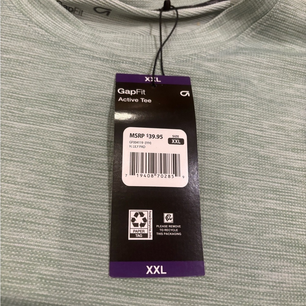 Gap Fit lily pad Green XXL NWT Acrive T shirt Moister Wicking - Picture 3 of 7